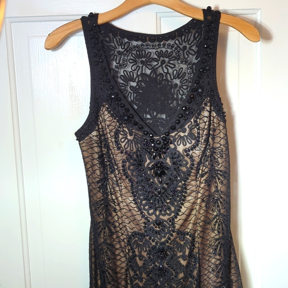 Sue Wong Nocturne Black Beaded Cocktail Dress Size 6